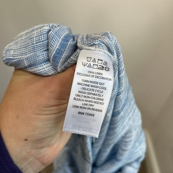 Sigrid Olsen 100% Linen Striped Tassel Pants Large Coastal Resort Beach Boho Fit - Picture 8 of 8